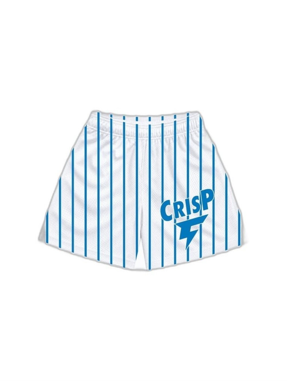 Crispy NYC Lightning Logo Blue-White Pinstripe Athletic Shorts XL